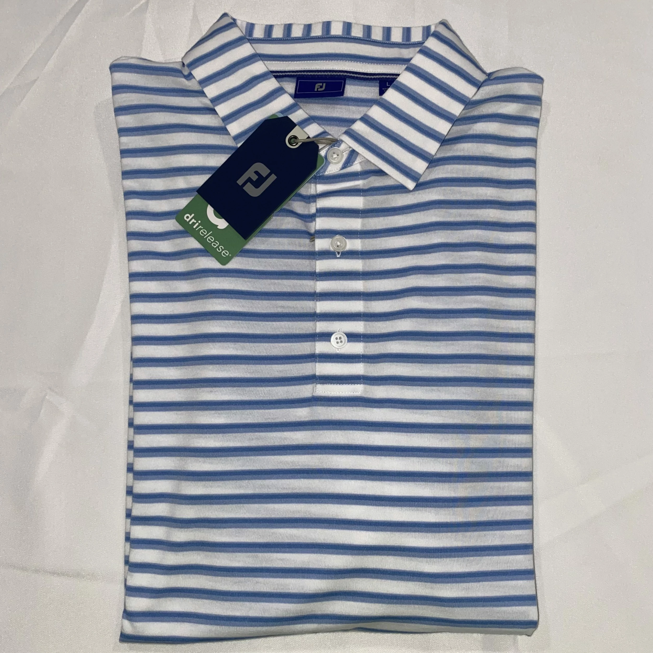 Footjoy 1857 Men's Polo - White/Blue/Baby Blue 3 Footjoy 1857 Men's Polo - White/Blue/Baby Blue