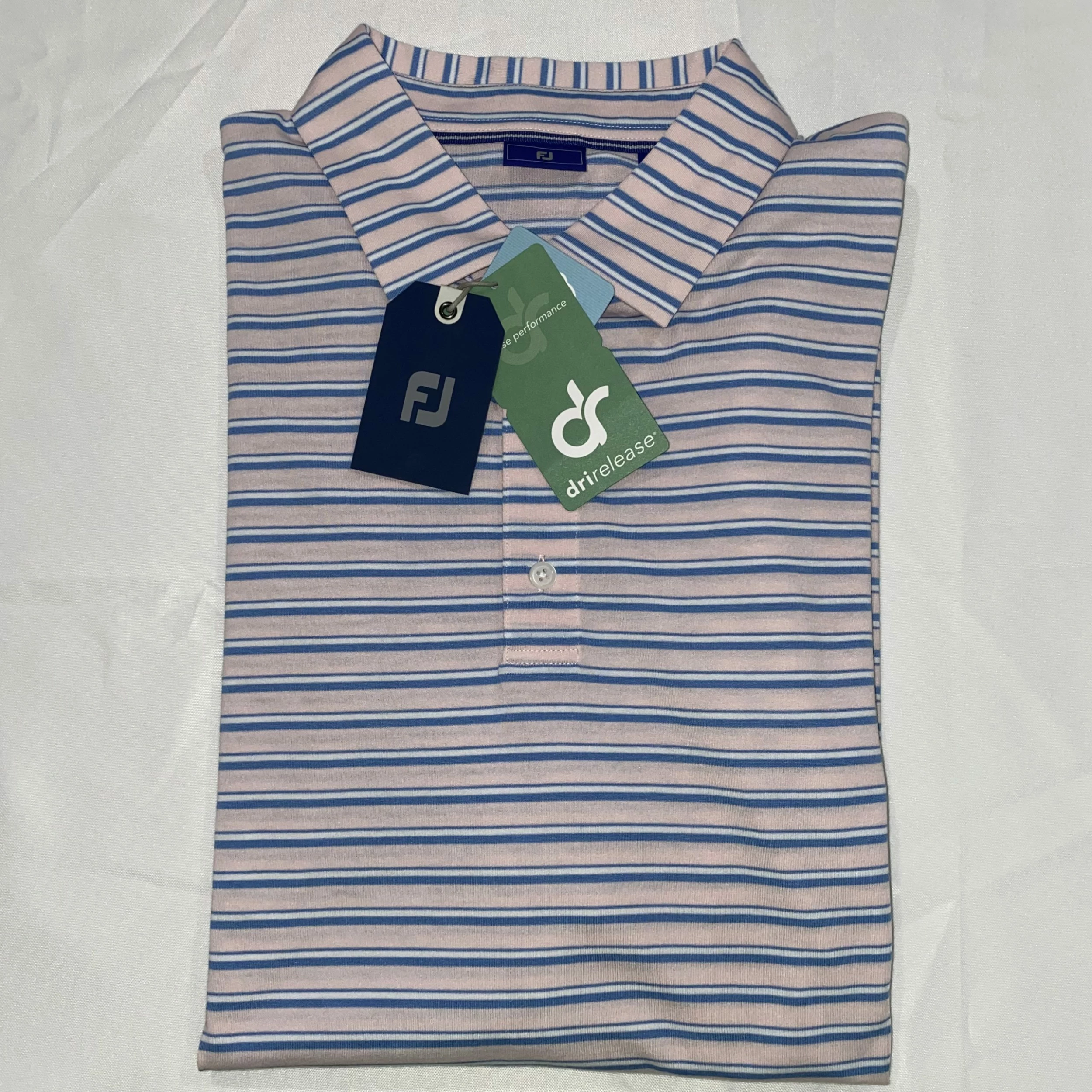 Footjoy 1857 Men's Polo - Pink/Baby Blue/White 3 Footjoy 1857 Men's Polo - Pink/Baby Blue/White