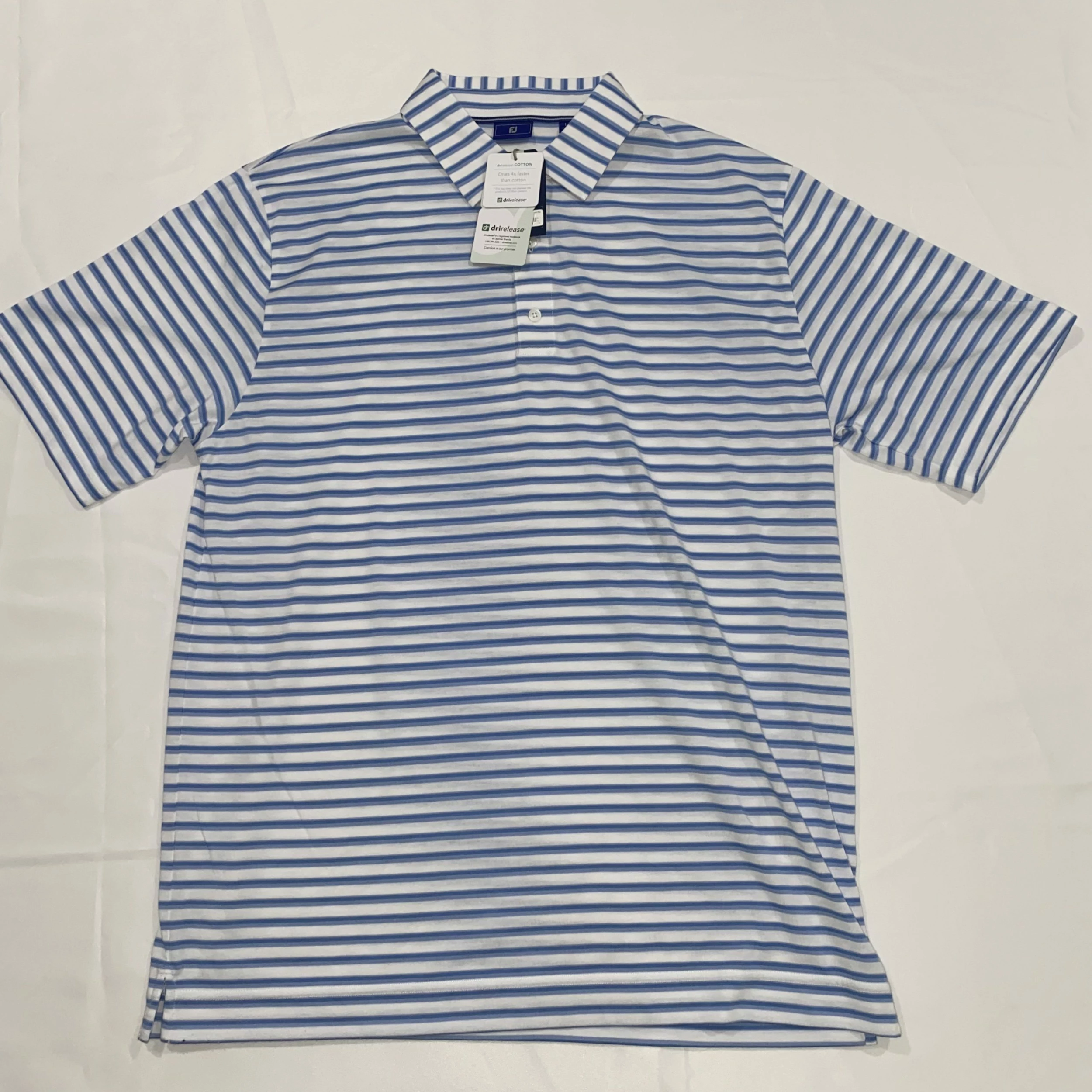 Footjoy 1857 Men's Polo - White/Blue/Baby Blue 4 Footjoy 1857 Men's Polo - White/Blue/Baby Blue - Image 2