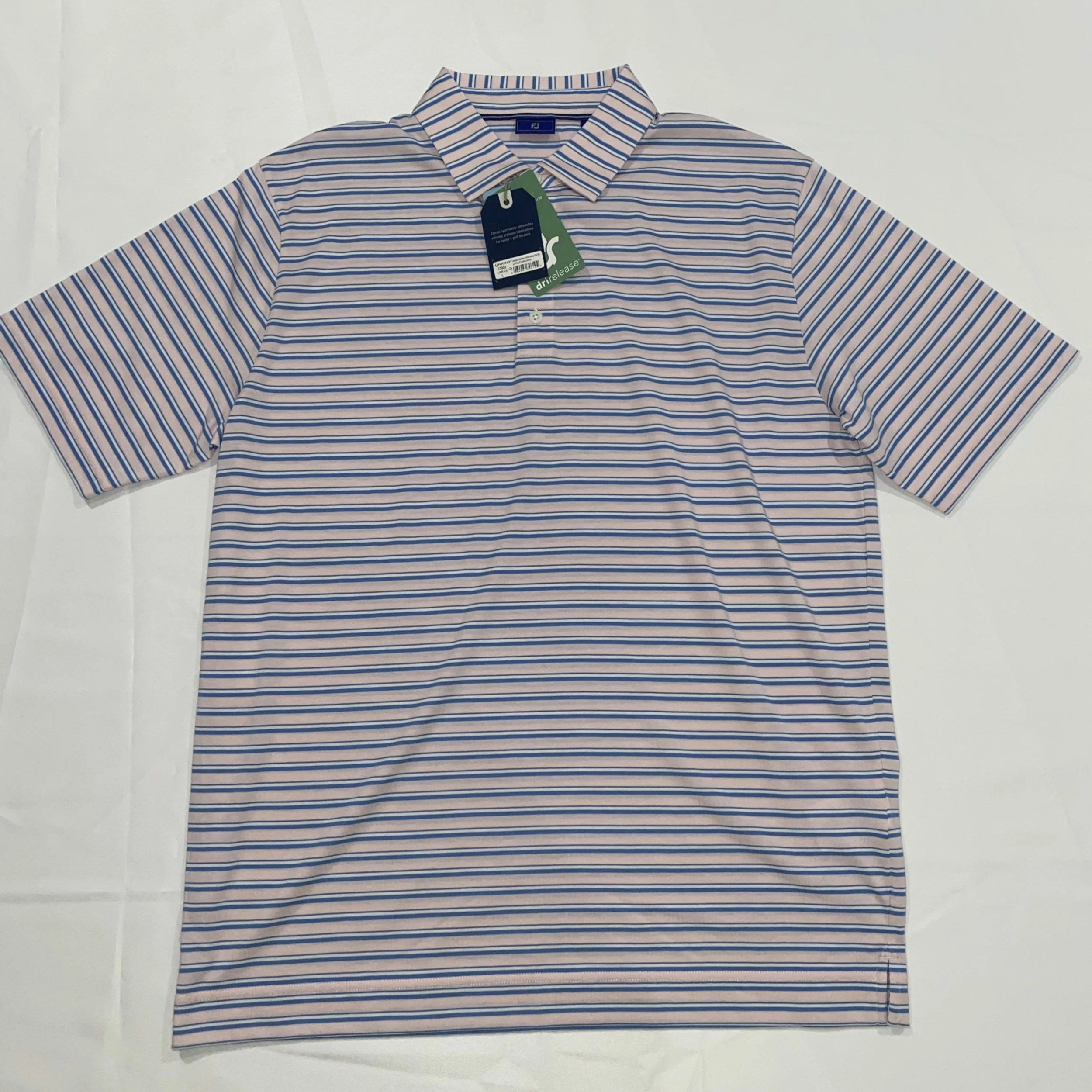 Footjoy 1857 Men's Polo - Pink/Baby Blue/White 4 Footjoy 1857 Men's Polo - Pink/Baby Blue/White - Image 2